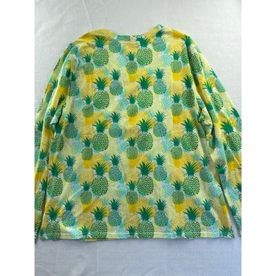 Fresh Produce Womens Pineapple Print Long Sleeve Top 2X