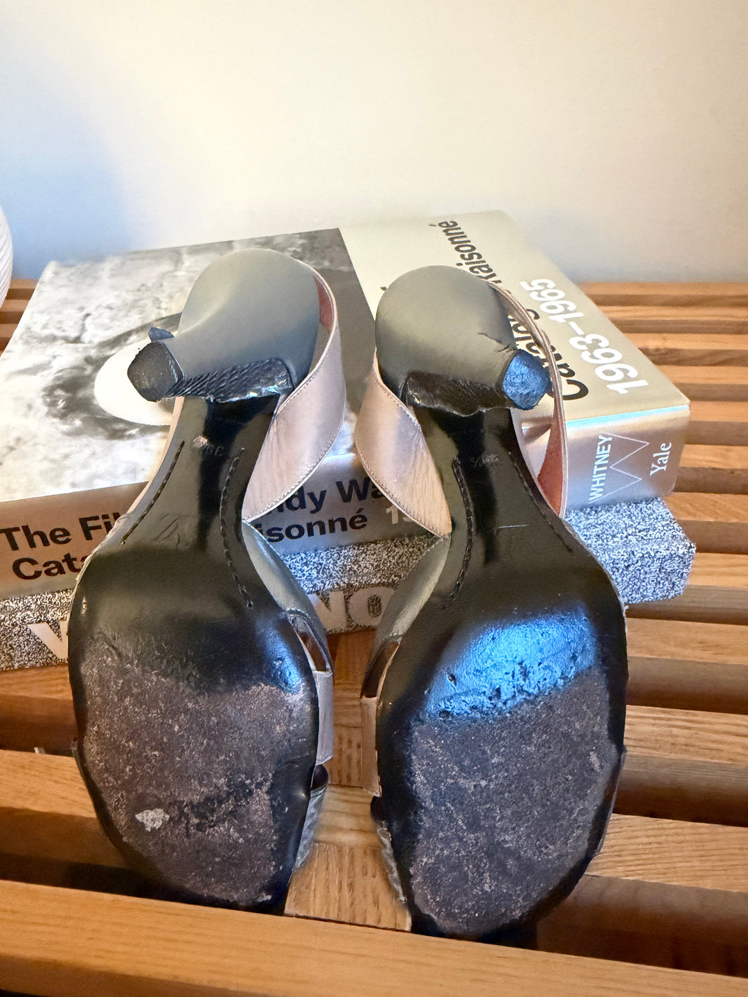 Vintage Louis Vuitton Metallic Leather &amp; Snakeskin Slingback Heels Size 38.5