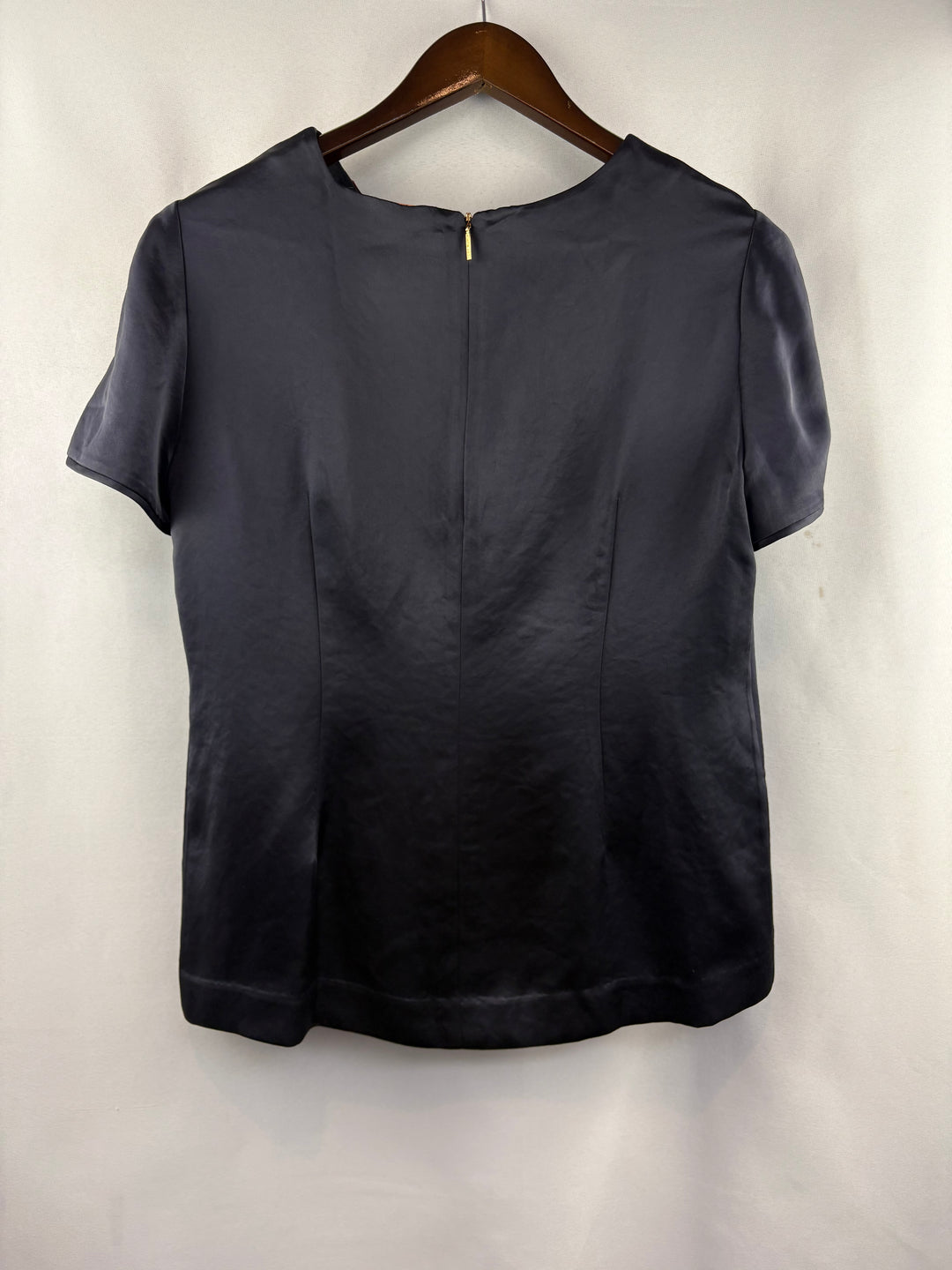 Women’s Tory Burch Size 10 Black Satin Patterned Blouse