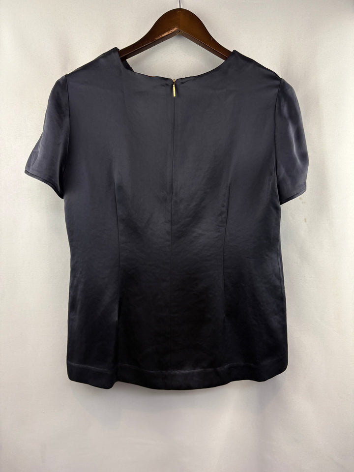 Women’s Tory Burch Size 10 Black Satin Patterned Blouse