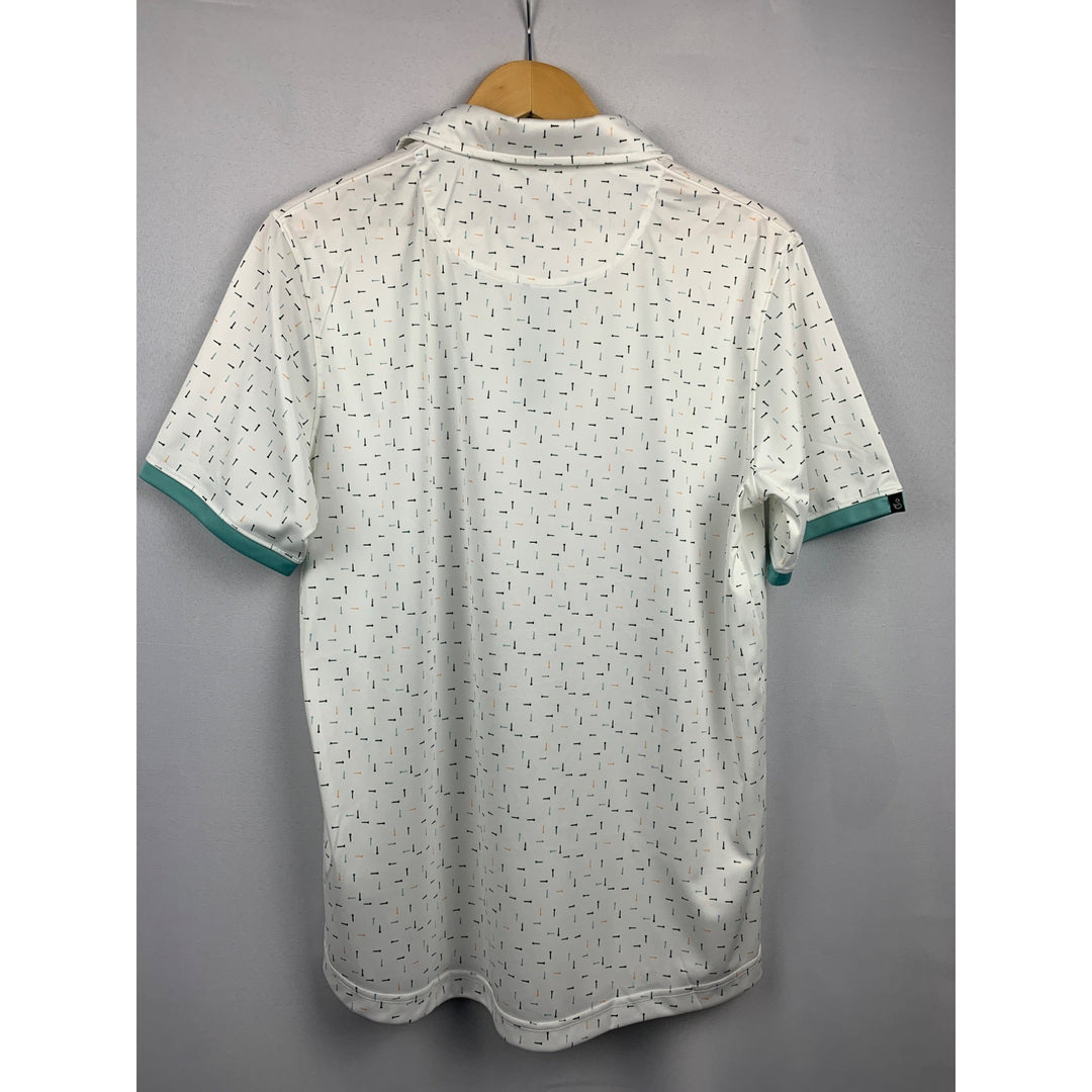 Swannies Mens Golf Polo Shirt Size L White Patterned