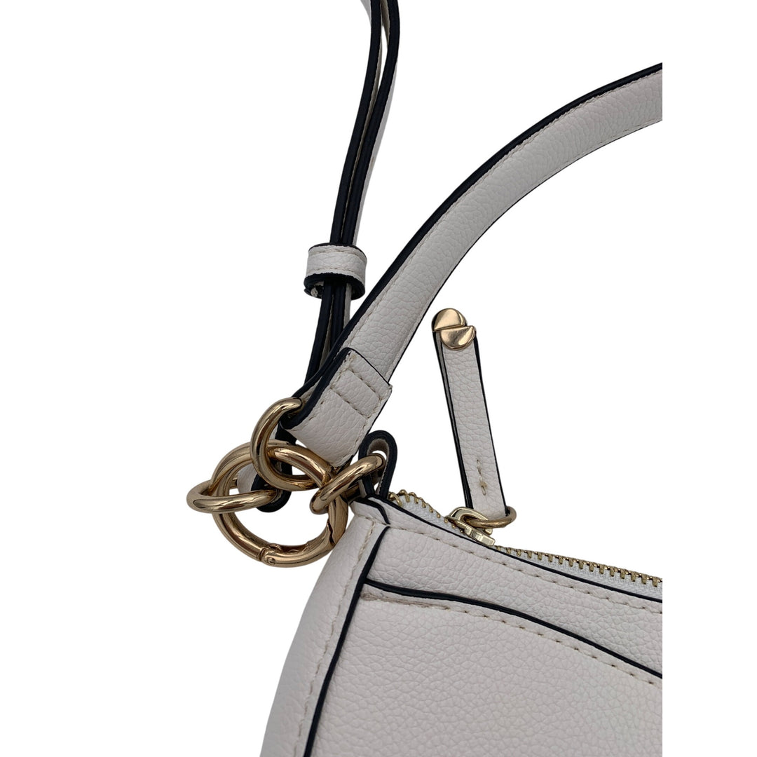 Aldo White Leather Shoulder Bag With Adjustable Strap & Gold-Tone Hardware