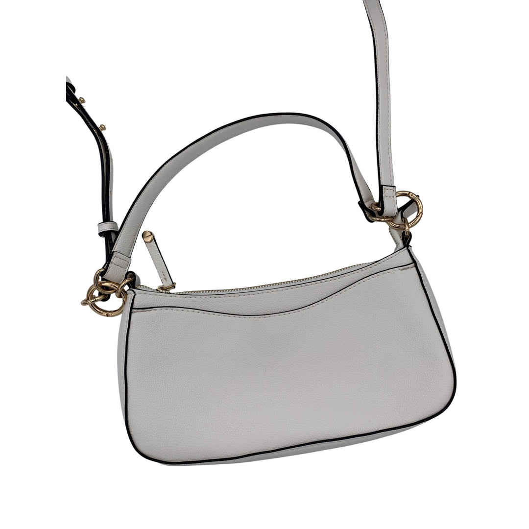 Aldo White Leather Shoulder Bag With Adjustable Strap & Gold-Tone Hardware