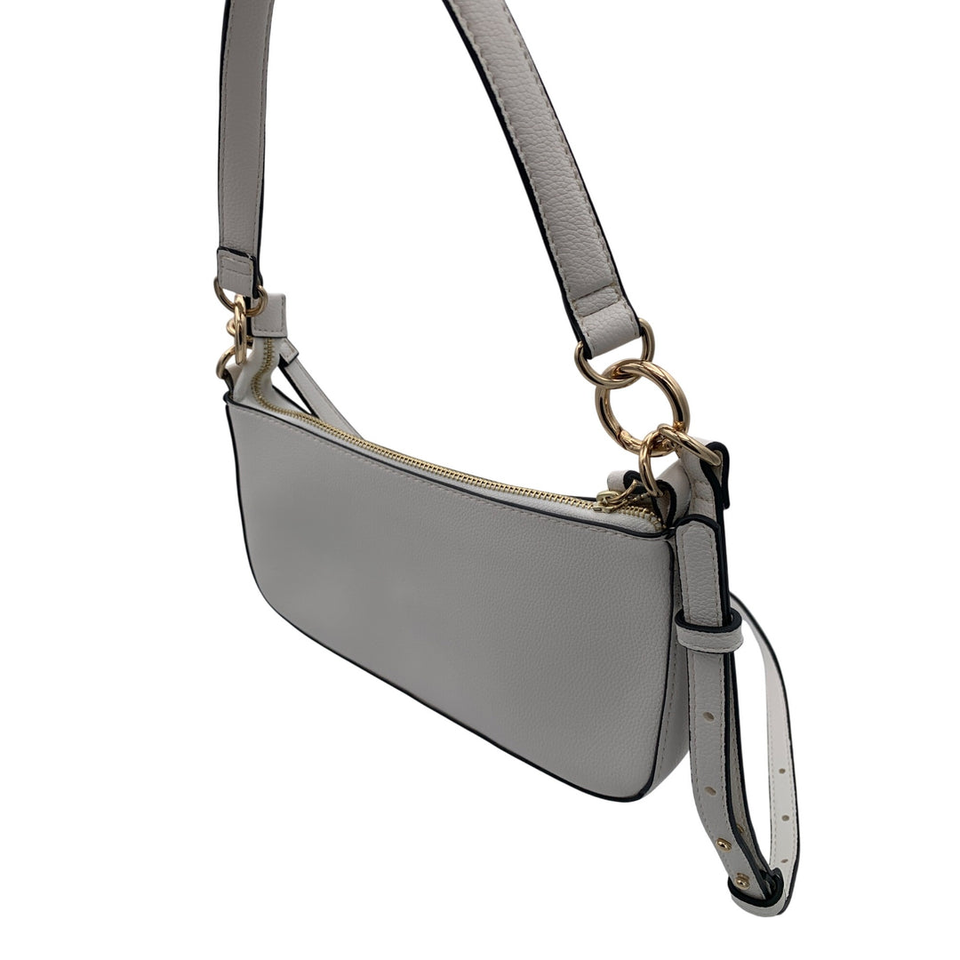 Aldo White Leather Shoulder Bag With Adjustable Strap & Gold-Tone Hardware