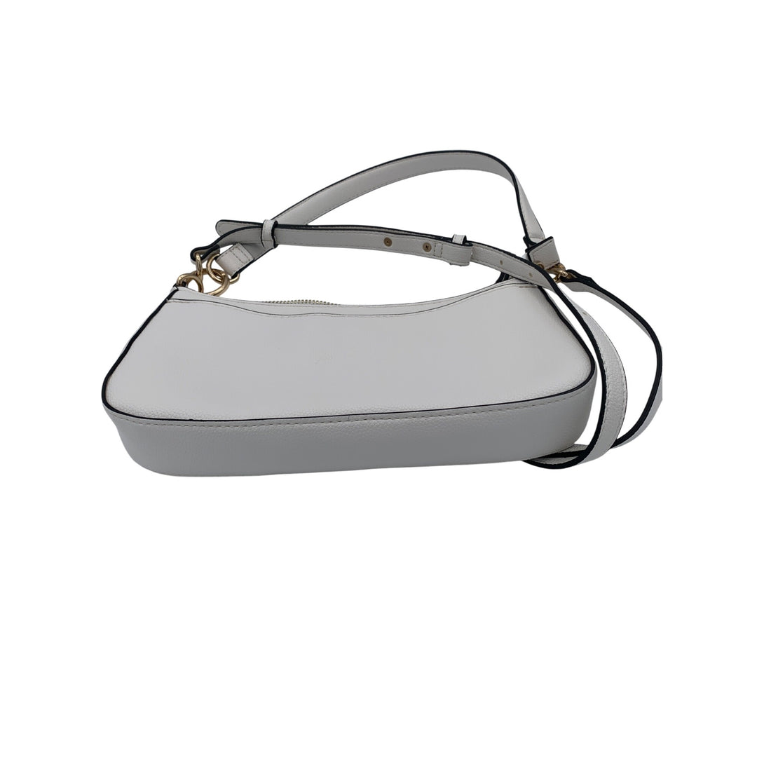 Aldo White Leather Shoulder Bag With Adjustable Strap & Gold-Tone Hardware