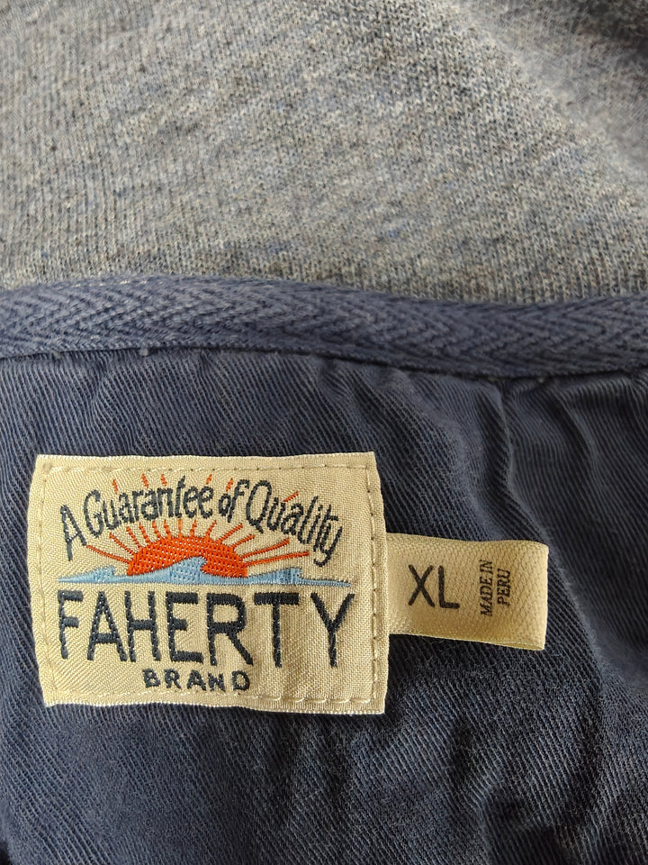 Mens Faherty Quarter Zip Pullover Blue XL