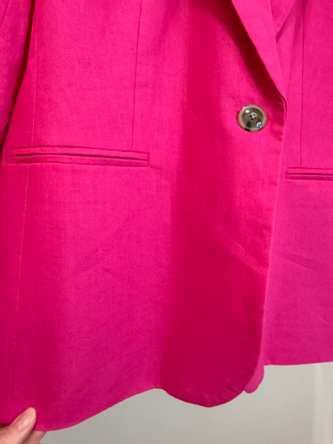 J.Crew Holland Linen‑Blend Pink One‑Button Blazer Sz14 NWT