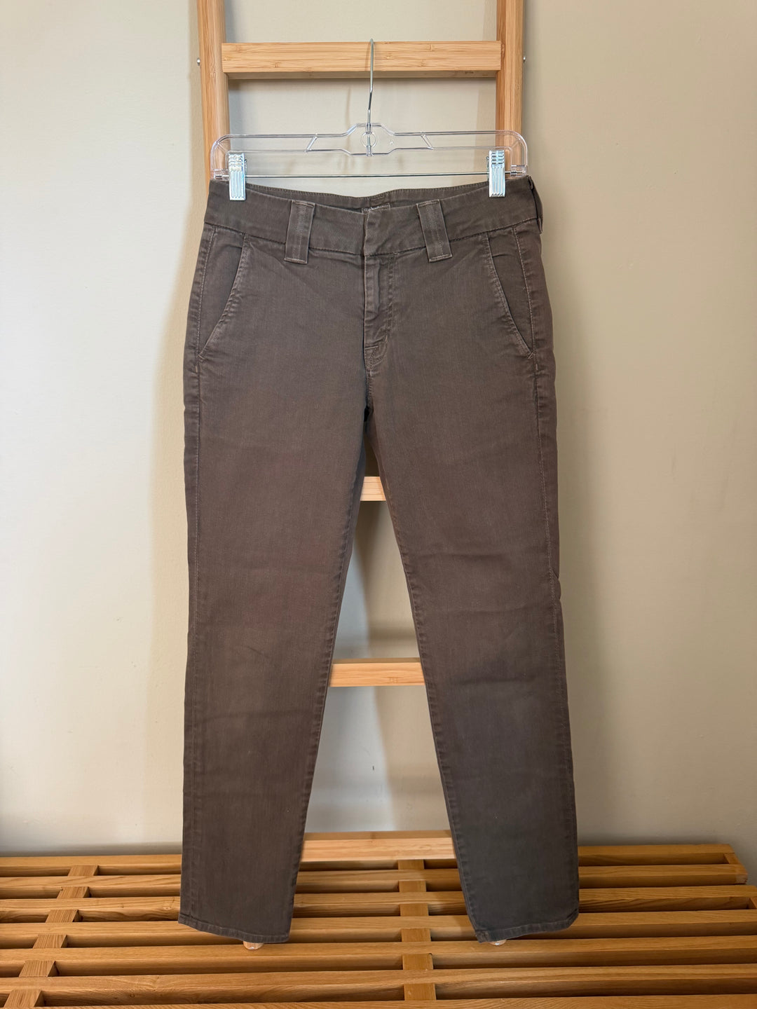 Hudson Brown Skinny Chino Pants Flap Pocket Low Rise Size 24