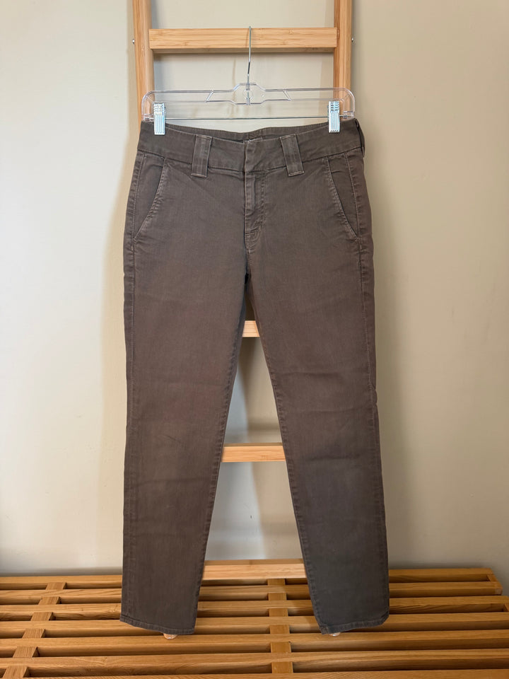 Hudson Brown Skinny Chino Pants Flap Pocket Low Rise Size 24
