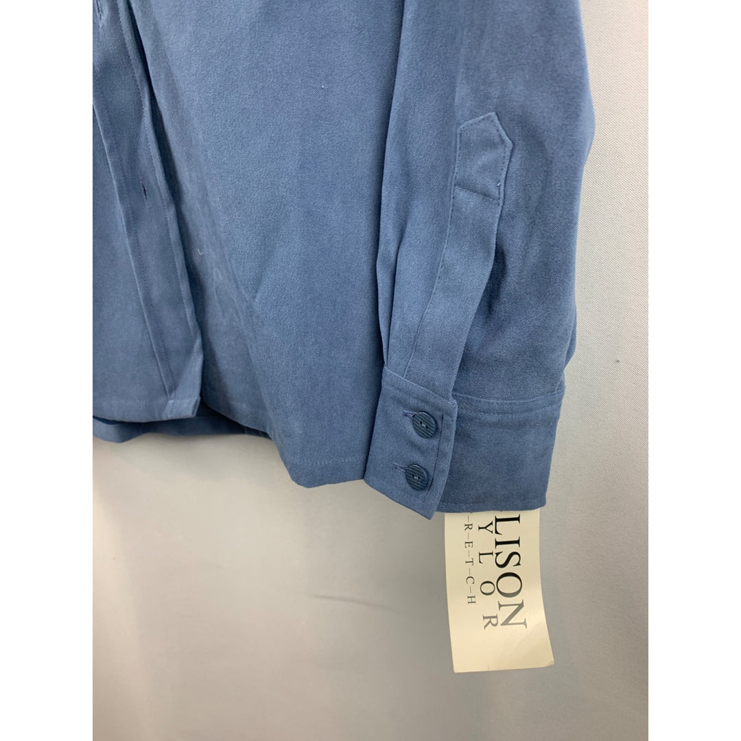 Allison Taylor Womens Denim Blue Button-Up Shirt S