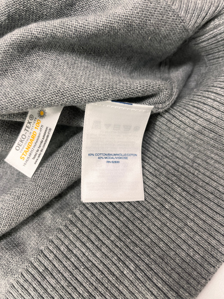 Lands’ End Women’s Gray Cotton Short Sleeve Sweater Knit Pullover Casual Top