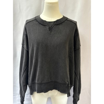 Free People Movement Washed Black Cropped Sweatshirt Size S