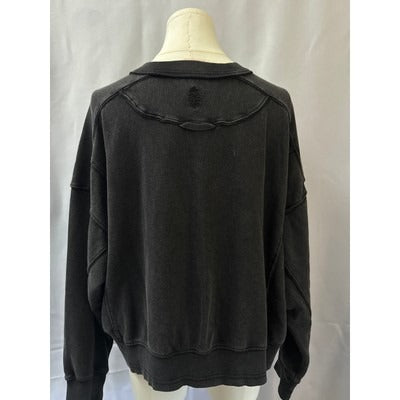 Free People Movement Washed Black Cropped Sweatshirt Size S