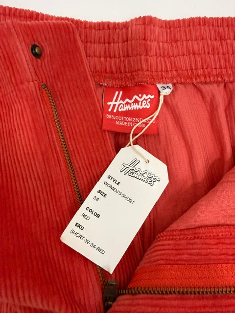 Hammies Corduroy Shorts Red NWT Size 34