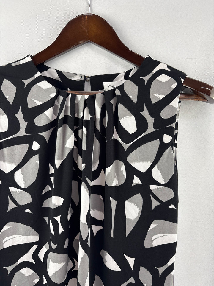 Women’s Calvin Klein Small Black, Gray, White Sleeveless Blouse