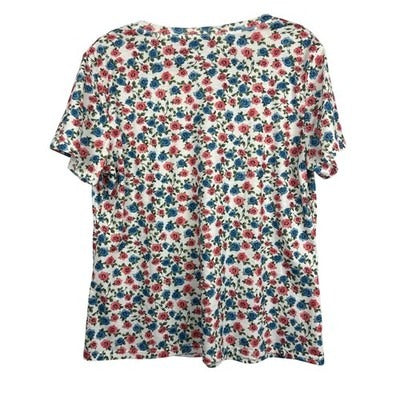 Women’s Lumion Blue & Pink Floral Patterned T-Shirt Sz XL