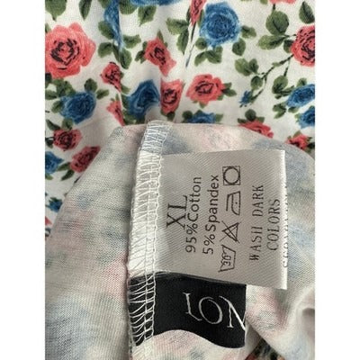 Women’s Lumion Blue & Pink Floral Patterned T-Shirt Sz XL