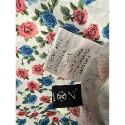 Women’s Lumion Blue & Pink Floral Patterned T-Shirt Sz XL