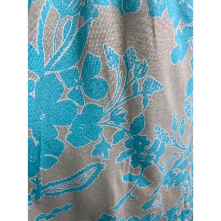 Old Navy Womens Floral Print Blouse Top S Blue & Beige Floral Pattern Short Sleeve
