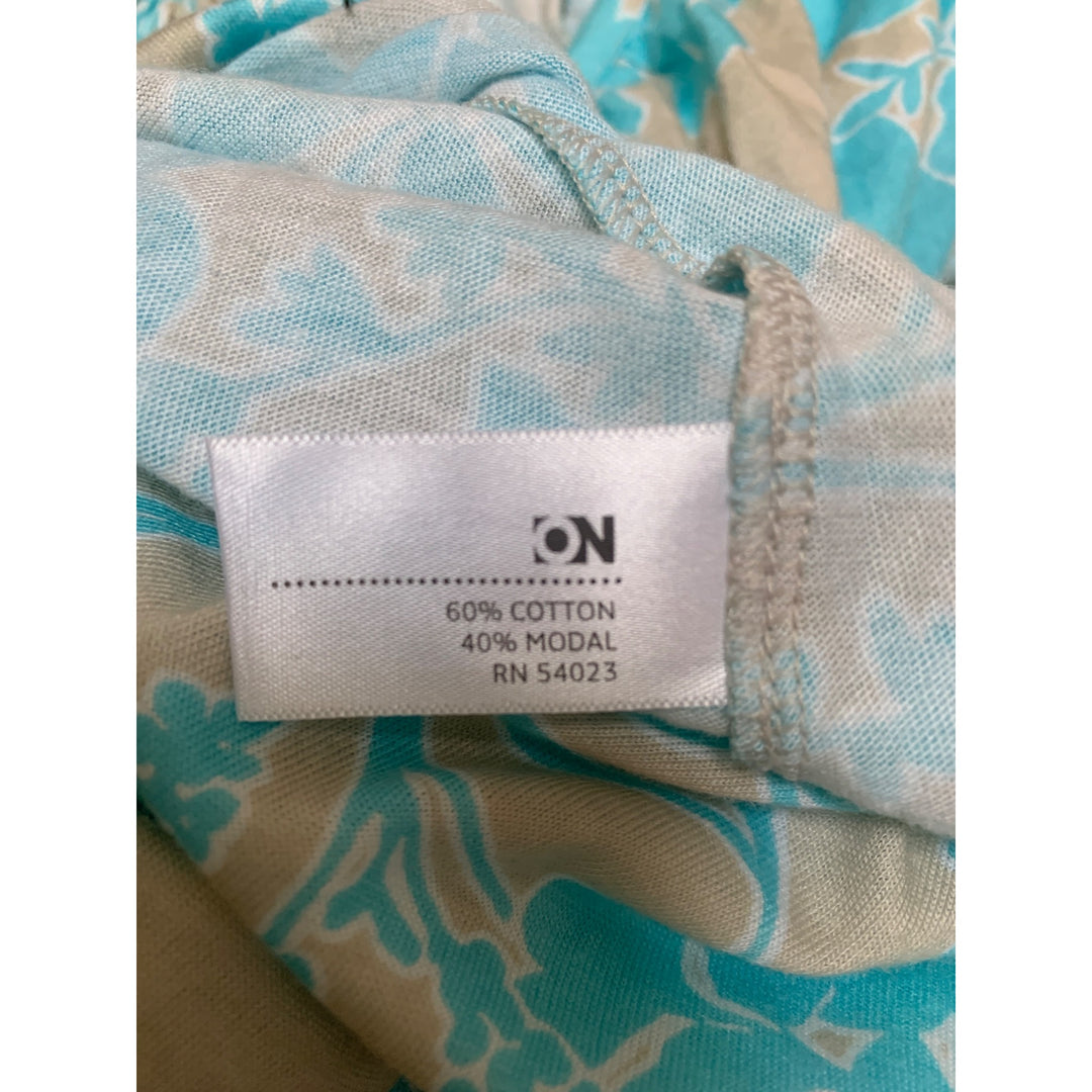Old Navy Womens Floral Print Blouse Top S Blue & Beige Floral Pattern Short Sleeve