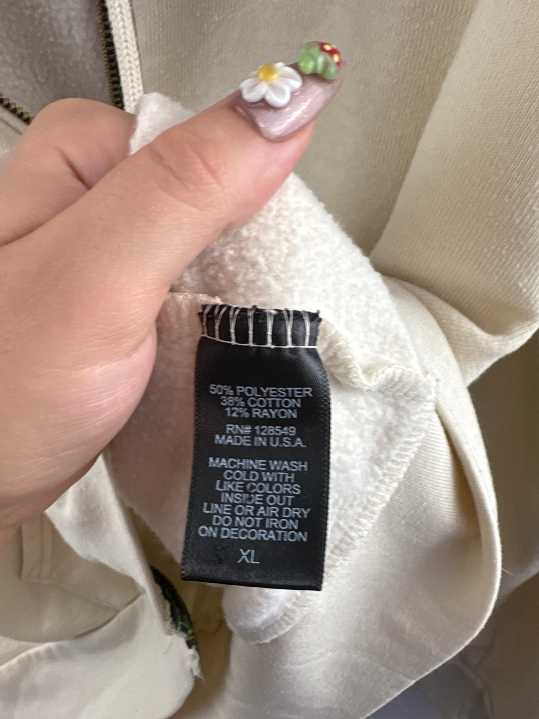 Men’s Aviator Nation XL Cream Zip-Up Hoodie w/ Multicolored Stripes