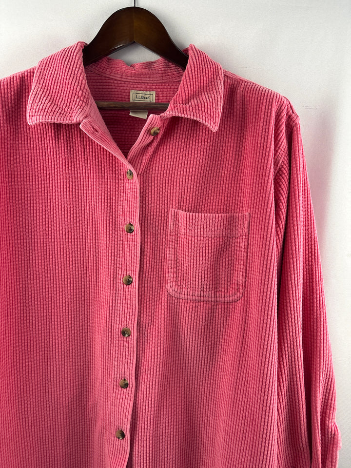 Women’s L.L. Bean Size 2X Pink Corduroy Button Up