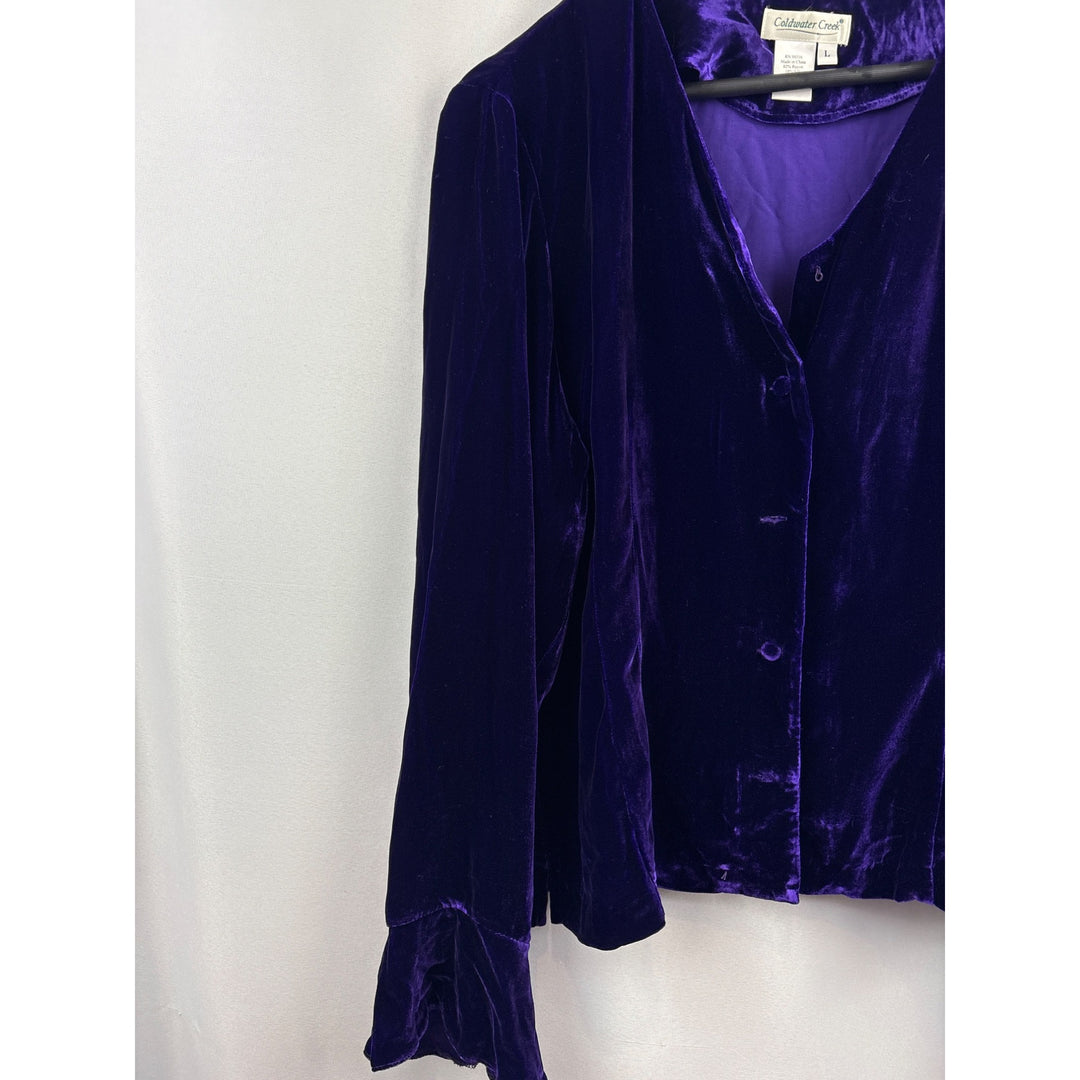 Women’s Coldwater Creek Large Purple Velvet Long Sleeve Jacket