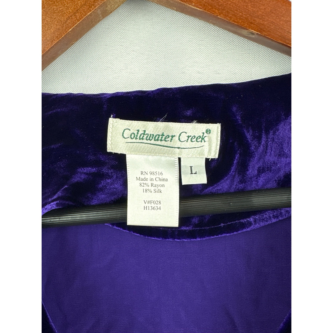 Women’s Coldwater Creek Large Purple Velvet Long Sleeve Jacket