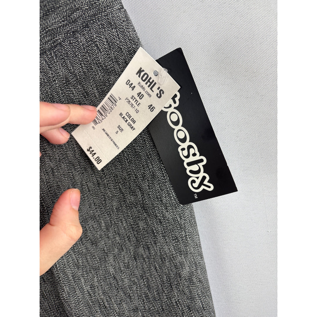 Stooshy Womens Herringbone Gray Dress Pants Size 5 Polyester/Rayon/Spandex