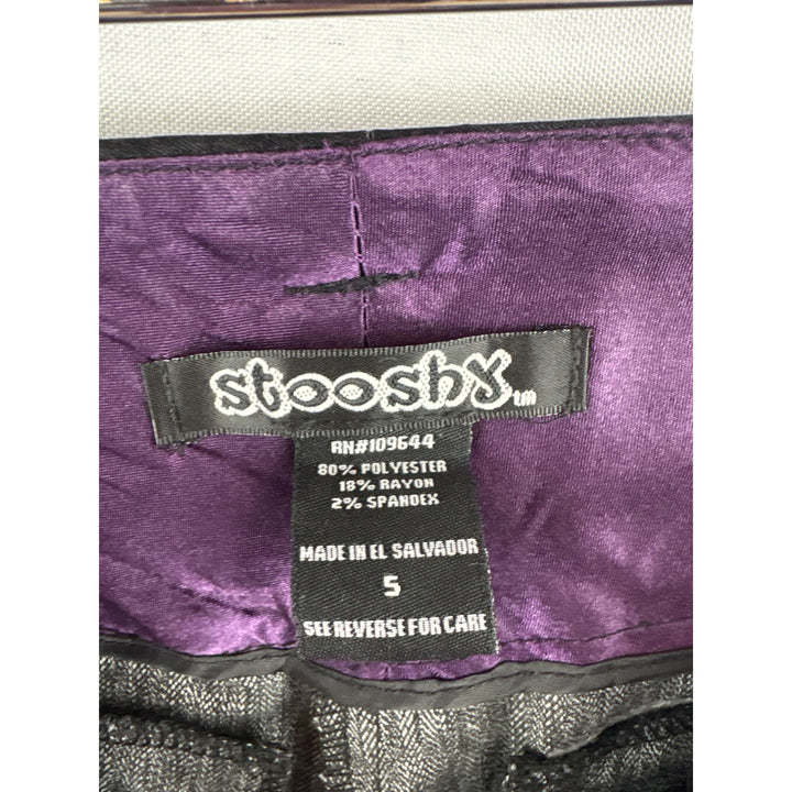 Stooshy Womens Herringbone Gray Dress Pants Size 5 Polyester/Rayon/Spandex