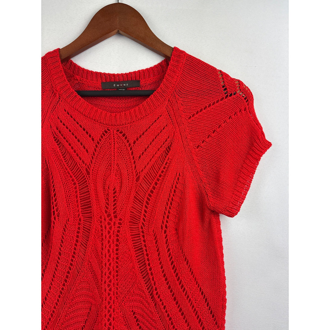 Women’s Fever Size Small Red Knit Short Sleeve Shirt