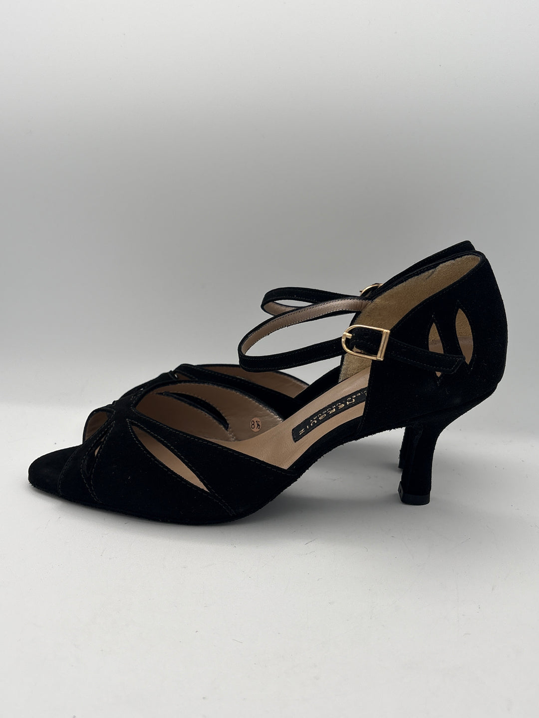 Women’s Arika Nerguiz Size 8.5 Black Suede Black Kitten Heel