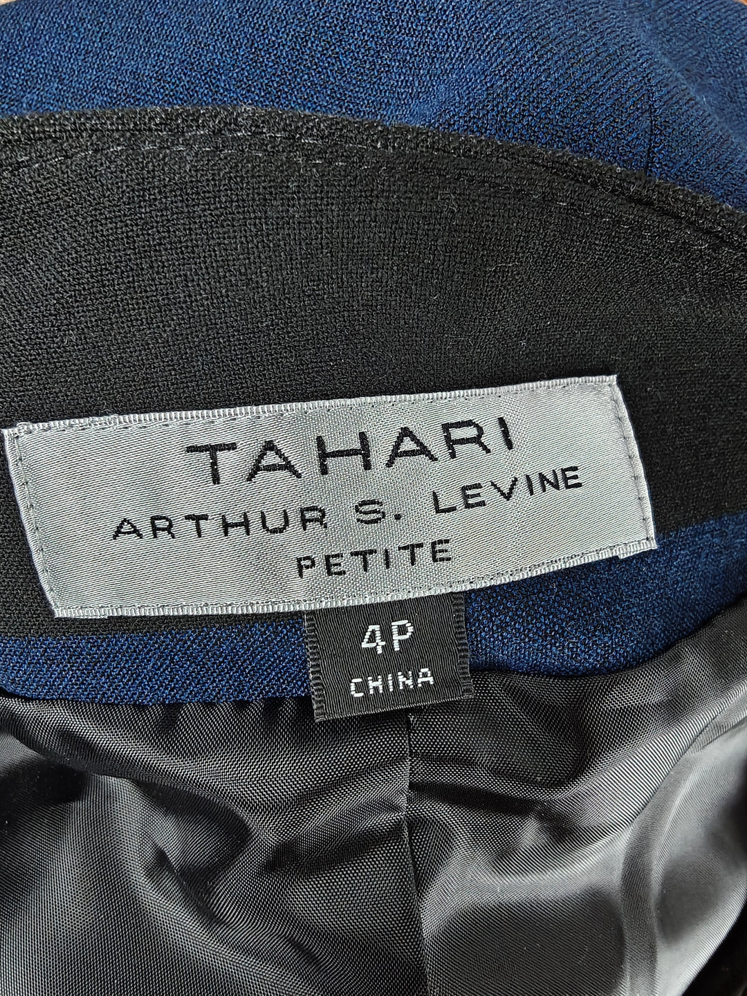 Womens Tahari Arthur S Levine Blazer Black Blue Size 4P