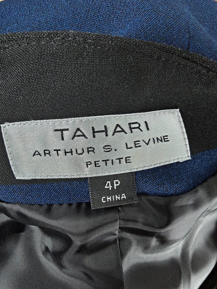 Womens Tahari Arthur S Levine Blazer Black Blue Size 4P