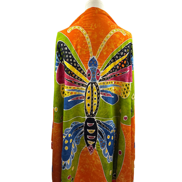 Handmade Batik Butterfly Sarong Wrap Scarf Shawl One Size Primitive Vibes Hawaii 100% Rayon Women
