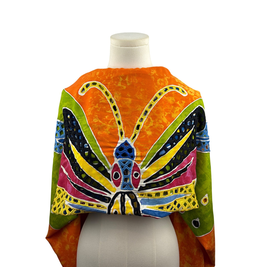 Handmade Batik Butterfly Sarong Wrap Scarf Shawl One Size Primitive Vibes Hawaii 100% Rayon Women