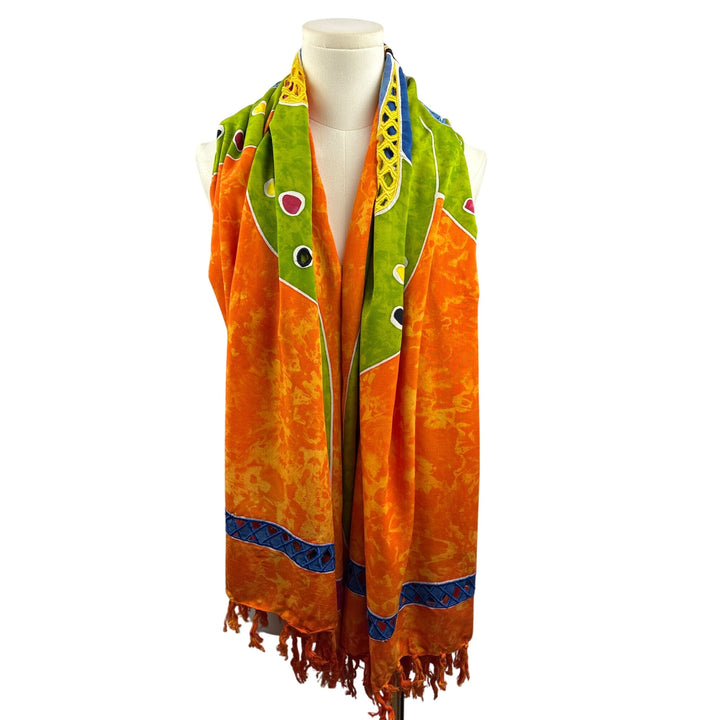Handmade Batik Butterfly Sarong Wrap Scarf Shawl One Size Primitive Vibes Hawaii 100% Rayon Women