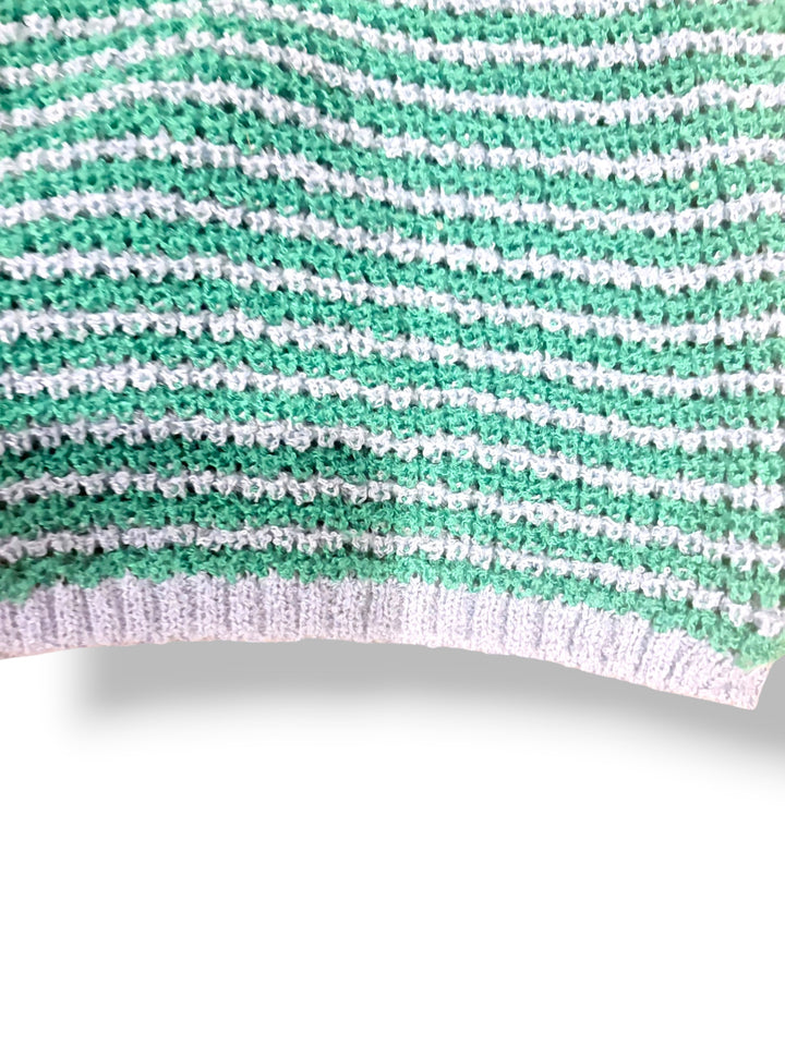 Zara Green Gray Striped Knit Drawstring Shorts Size Large Lounge Coastal