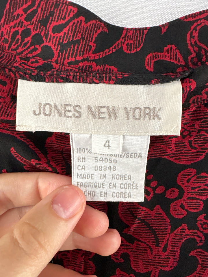 Women’s Jones New York Size 4 Red &amp; Black Paisley Maxi Skirt