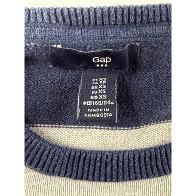 Gap Womens Striped Sweater XS Cotton/Nylon Blend Blue & Gray