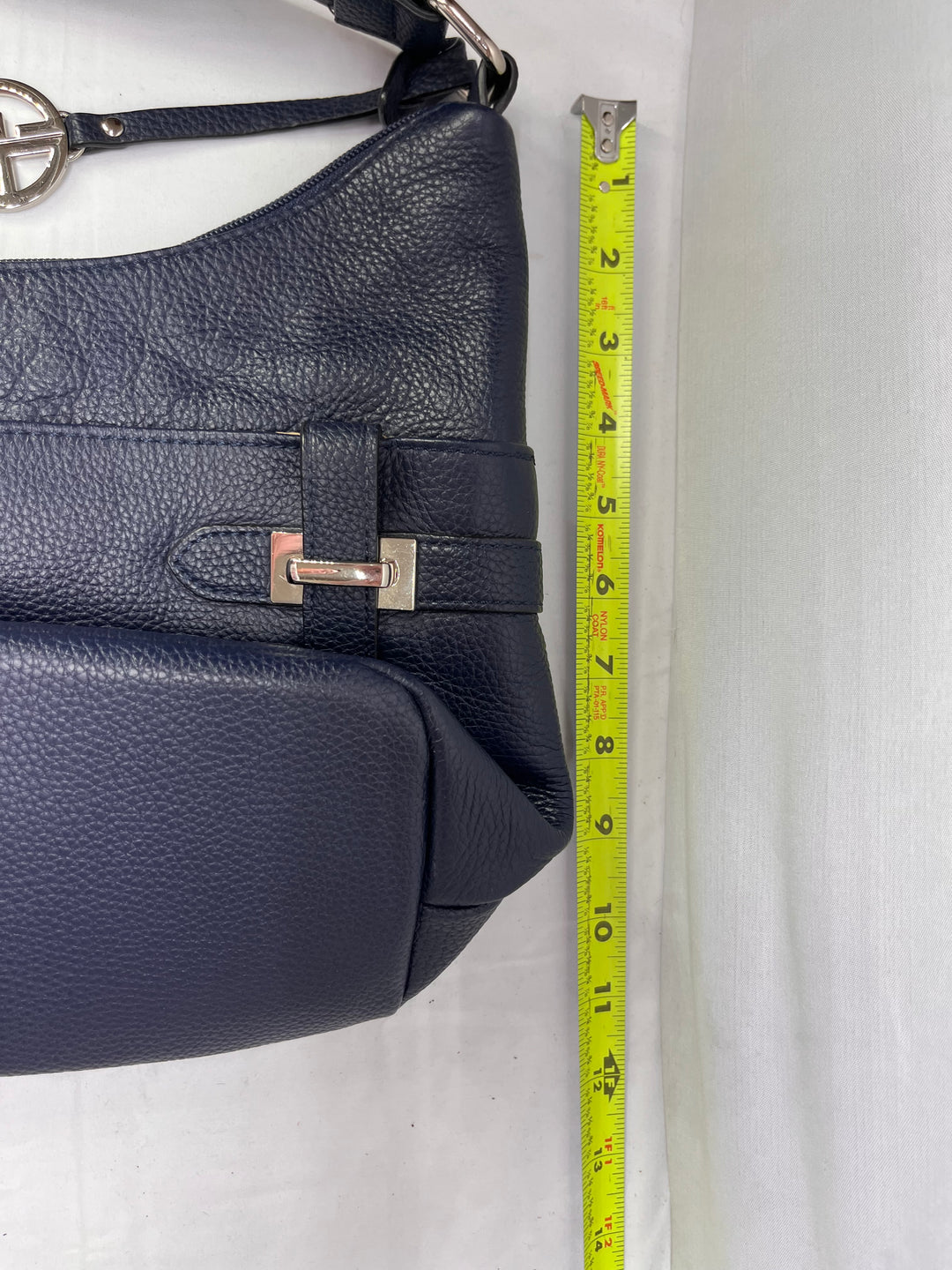 Giani Bernini Bridle Leather Hobo Bag Navy Blue Pebbled Leather Shoulder Purse