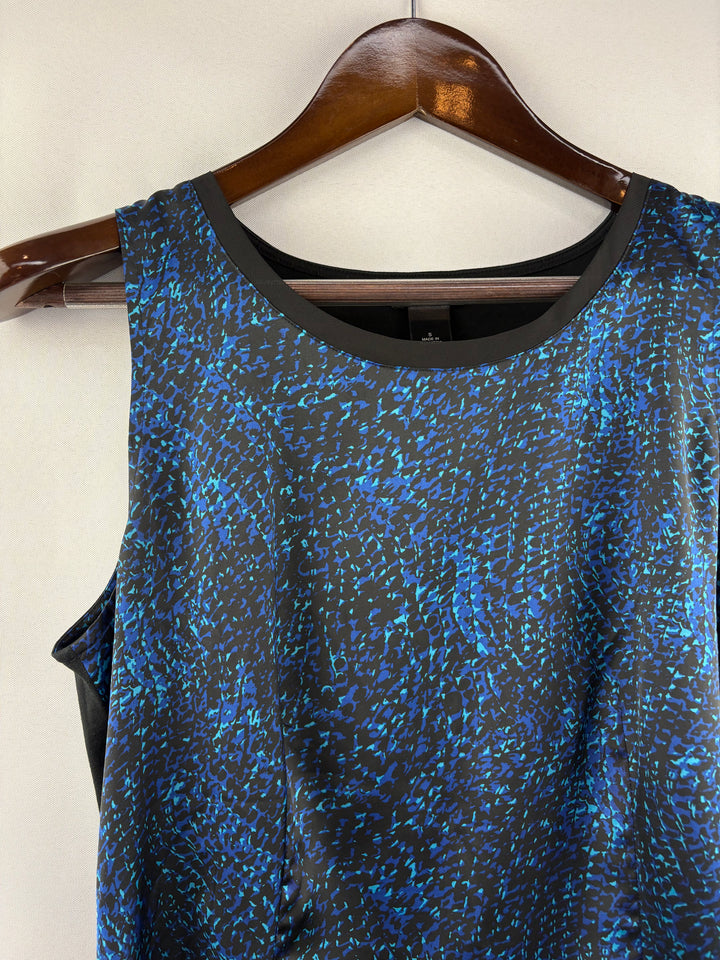 Women’s Ann Taylor Small Black & Blue Patterned Sleeveless Blouse