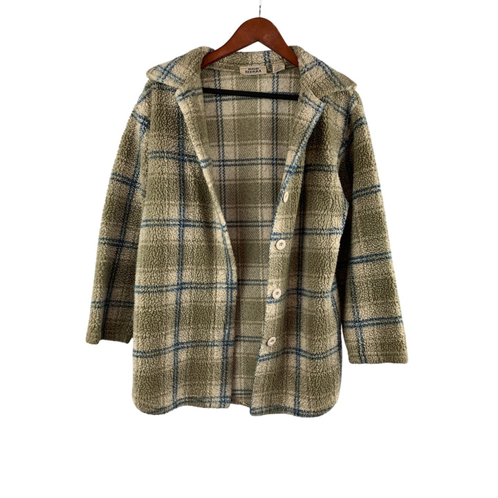 High Sierra Trademark Womens Small Plaid Sherpa Jacket 65% Acrylic 30% Polyester Cozy Outerwear Made In USA