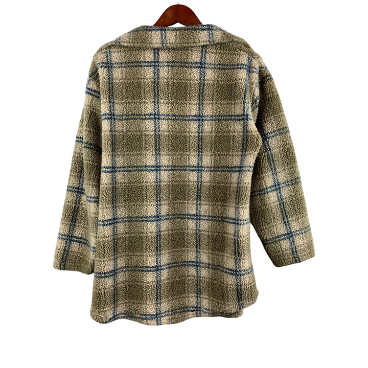 High Sierra Trademark Womens Small Plaid Sherpa Jacket 65% Acrylic 30% Polyester Cozy Outerwear Made In USA