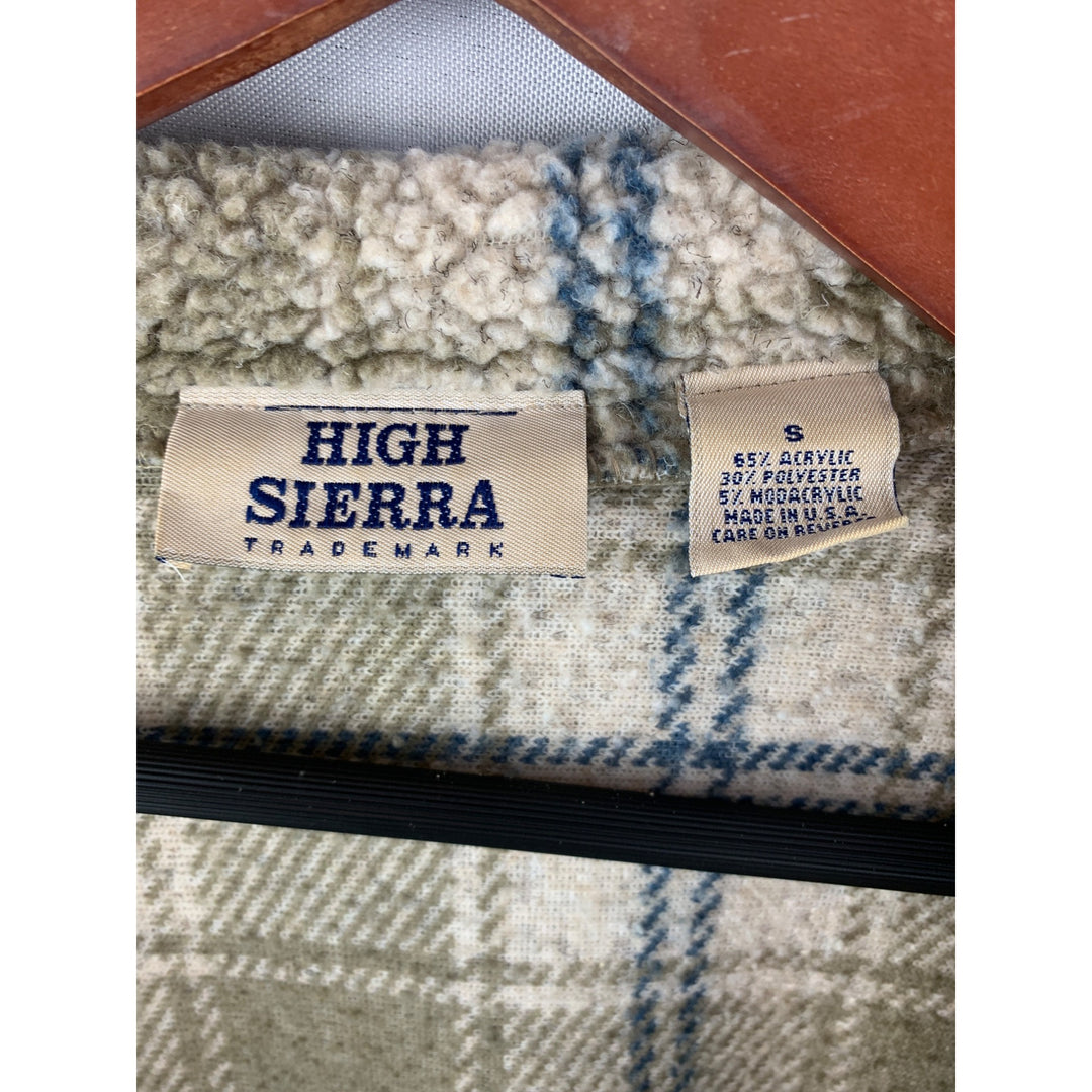High Sierra Trademark Womens Small Plaid Sherpa Jacket 65% Acrylic 30% Polyester Cozy Outerwear Made In USA
