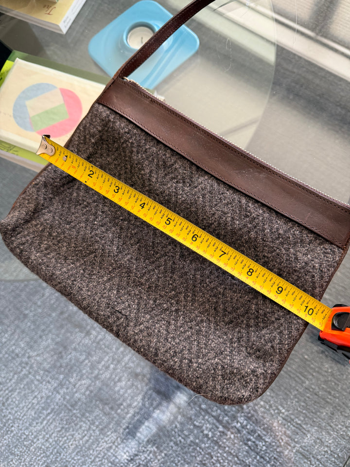 Vintage Late 1990s Calvin Klein Sample Wool Felt &amp; Leather Shoulder Bag