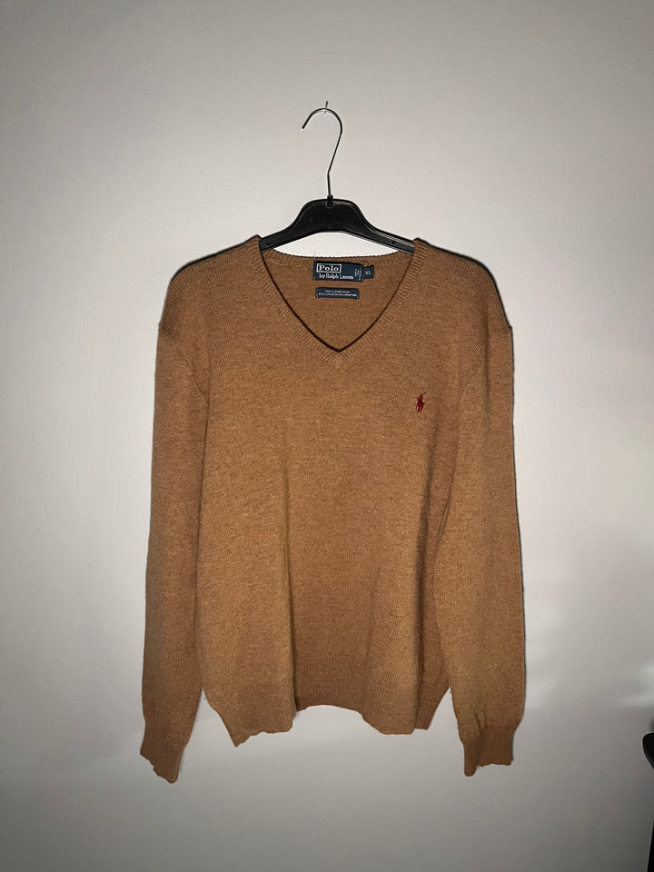Vintage Polo by Ralph Lauren Pullover Beige 100% Lambs Wool Sweater Size XL