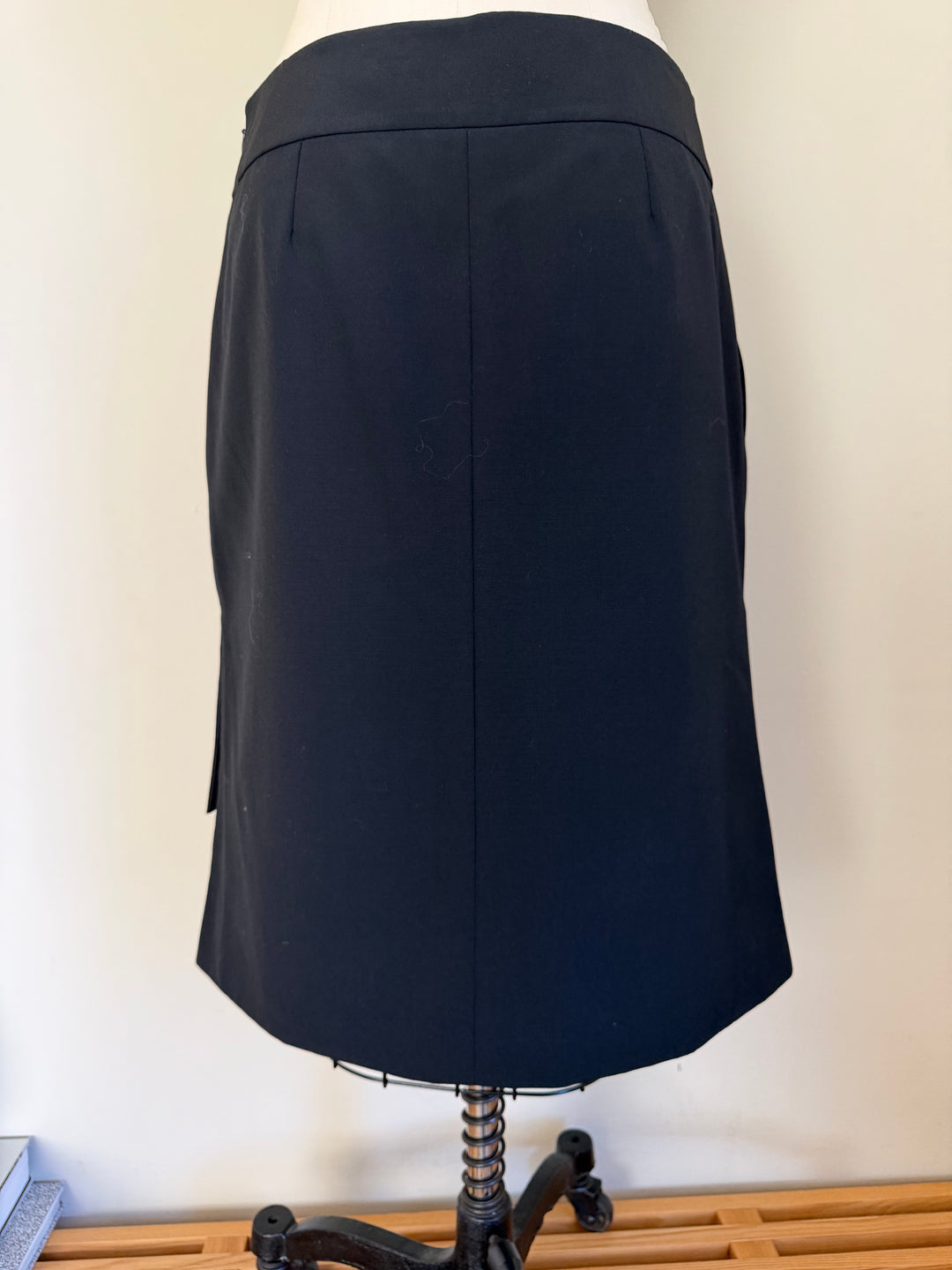 Yves Saint Laurent Rive Gauche Wool High Low Asymmetric Midi Skirt Black FR 38