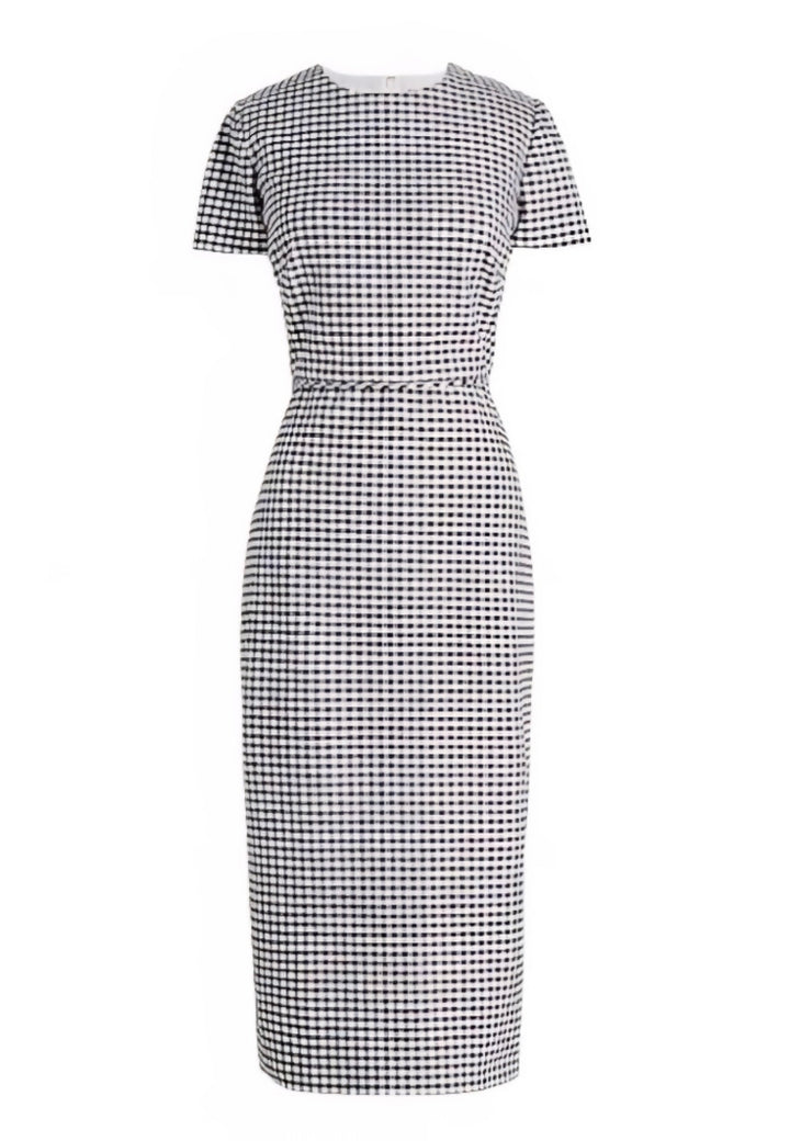 J.Crew Navy &amp; White Gingham Stretch Sheath Dress Sz14 NWT