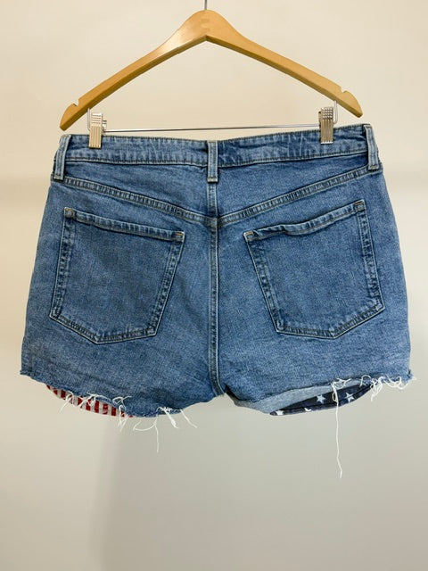 Old Navy O.G. High Rise Shorts Distressed Flag Pocket Lining Sz14/33